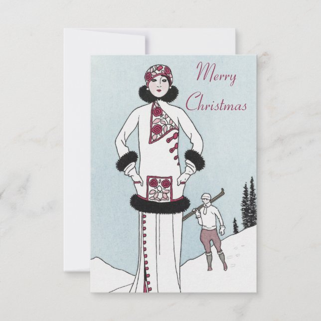 Tarjeta de Navidades Reina de Nieve de Vintage (Anverso)