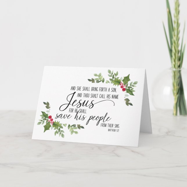 Tarjeta de Navidades religiosos con verso bíblico (Anverso)