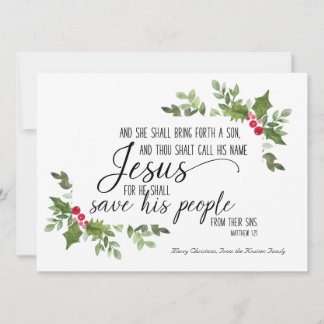 Tarjeta de Navidades religiosos con verso de la bi