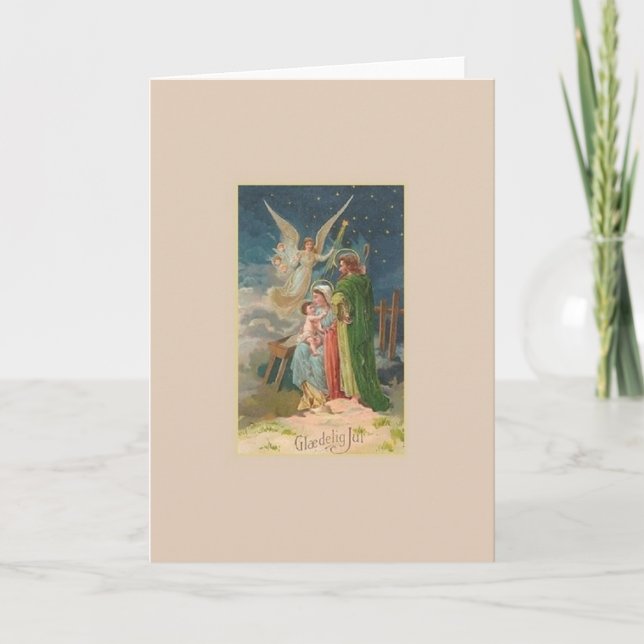 Tarjeta de Navidades Religiosos Daneses Gldelig Ju (Anverso)