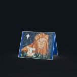 Tarjeta de Navidades religiosos de león y cordero<br><div class="desc">Una hermosa tarjeta religiosa para enviar a todos en tu lista.</div>