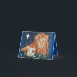 Tarjeta de Navidades religiosos de león y cordero<br><div class="desc">Una hermosa tarjeta religiosa para enviar a todos en tu lista.</div>