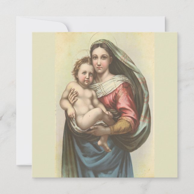 Tarjeta de Navidades religiosos de niños y Madonna (Anverso)