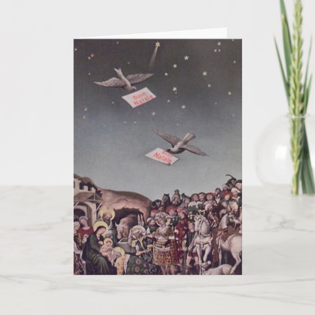 Tarjeta de Navidades religiosos italianos vintage (Anverso)