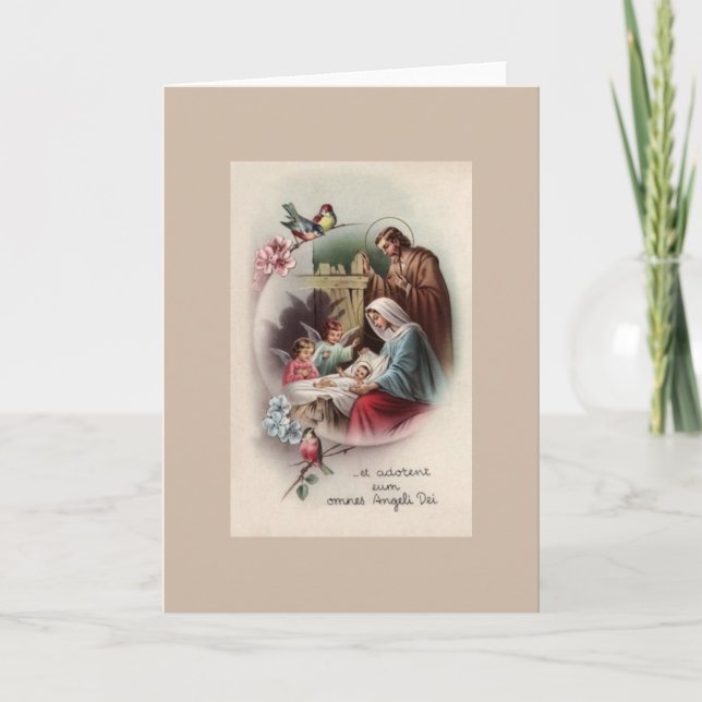 Tarjeta de Navidades religiosos latinos vintage (Anverso)