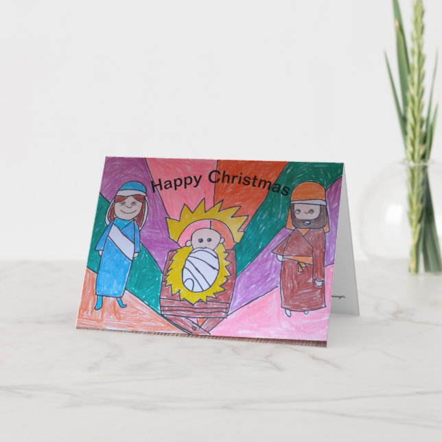 Tarjeta de Navidades religiosos para niños nativid (Anverso)