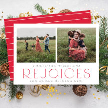 Tarjeta de Navidades religiosos rojos con dos foto