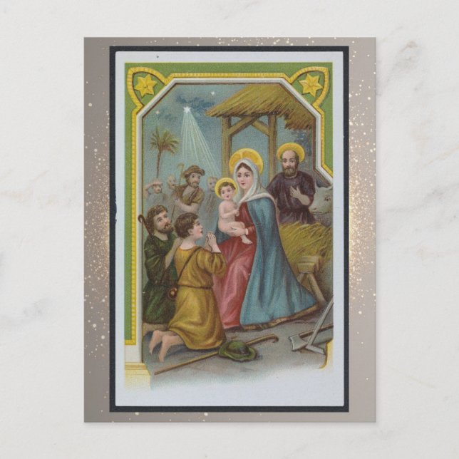 Tarjeta de Navidades religiosos vintage (Anverso)