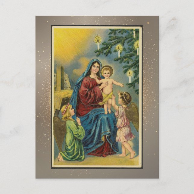 Tarjeta de Navidades religiosos vintage (Anverso)
