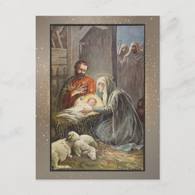 Tarjeta de Navidades religiosos vintage (Anverso)