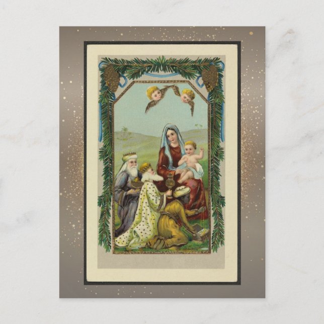 Tarjeta de Navidades religiosos vintage (Anverso)