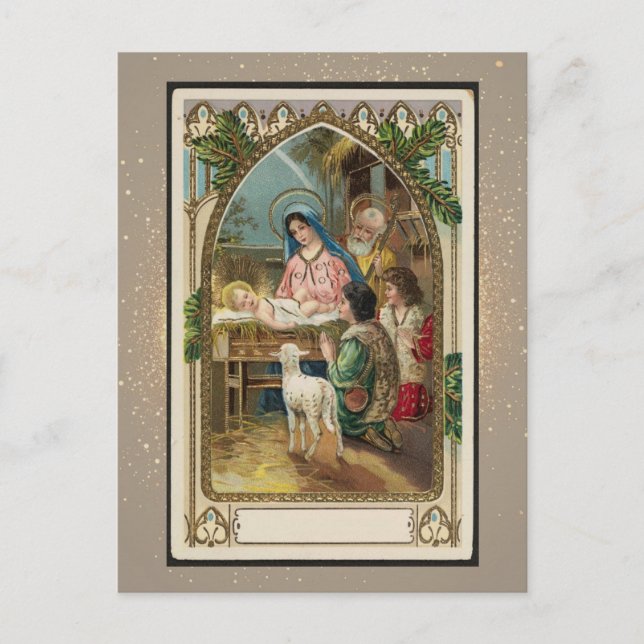 Tarjeta de Navidades religiosos vintage (Anverso)