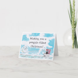 Tarjeta de Navidades rellenos de pingüino