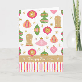 Tarjeta de Navidades Retro Baubles / Ornamentos - 
