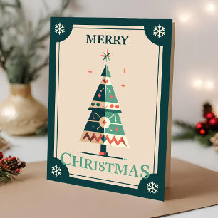 Tarjeta de Navidades Retro con diseño de árbol geo