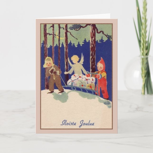 Tarjeta de Navidades retro finlandeses Iloista Jou (Anverso)