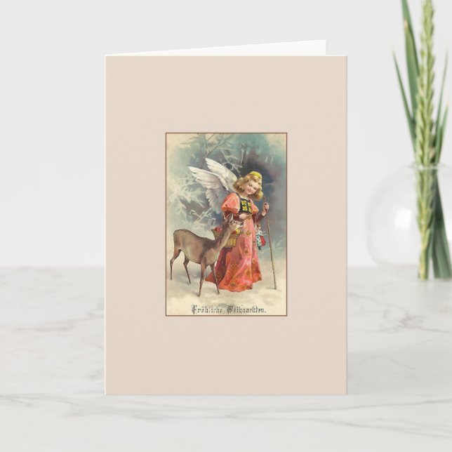 Tarjeta de Navidades Retro German Fröhliche Weihna (Anverso)