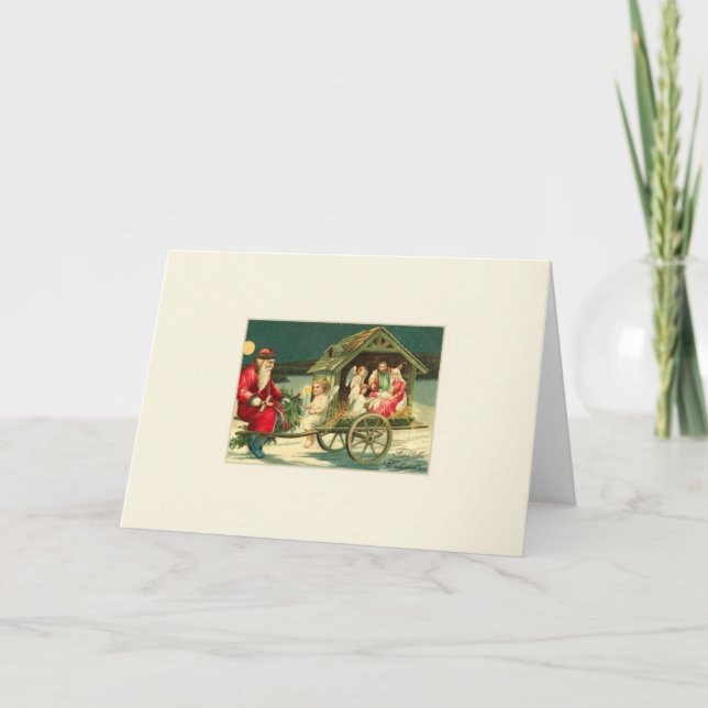 Tarjeta de Navidades Retro German Fröhliche Weihna (Anverso)