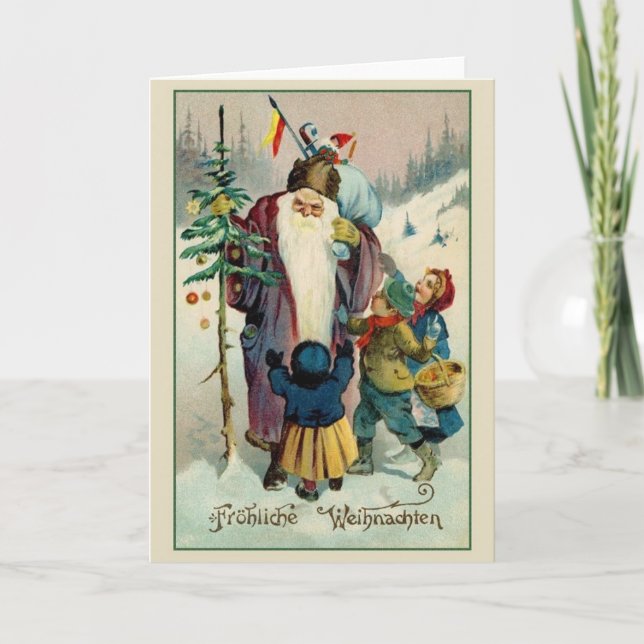 Tarjeta de Navidades Retro German Fröhliche Weihna (Anverso)