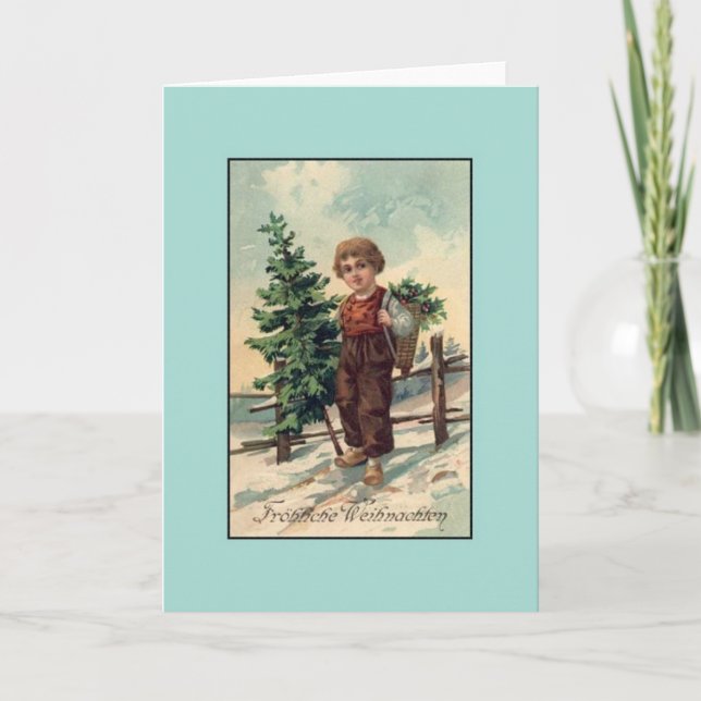 Tarjeta de Navidades Retro German Fröhliche Weihna (Anverso)
