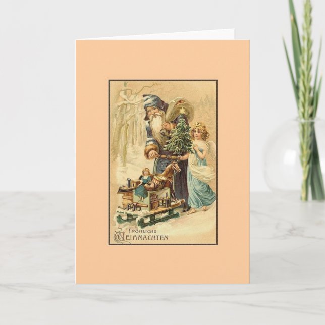 Tarjeta de Navidades Retro German Fröhliche Weihna (Anverso)