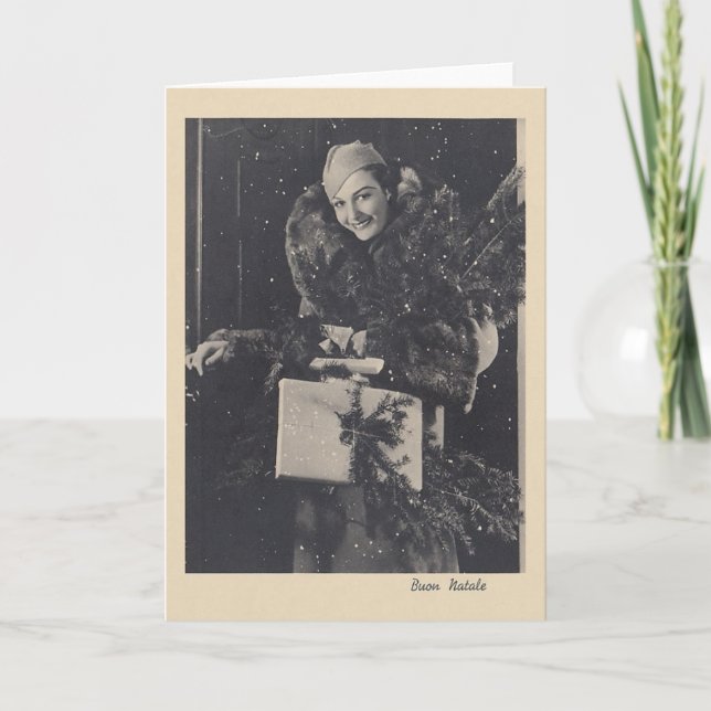 Tarjeta de Navidades retro italiano Buon Natale (Anverso)