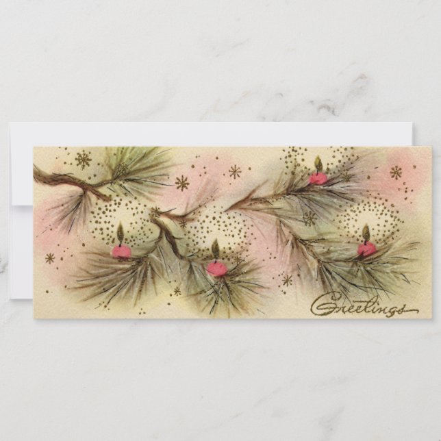 Tarjeta de Navidades Retro Pine de los años 50 (Anverso)