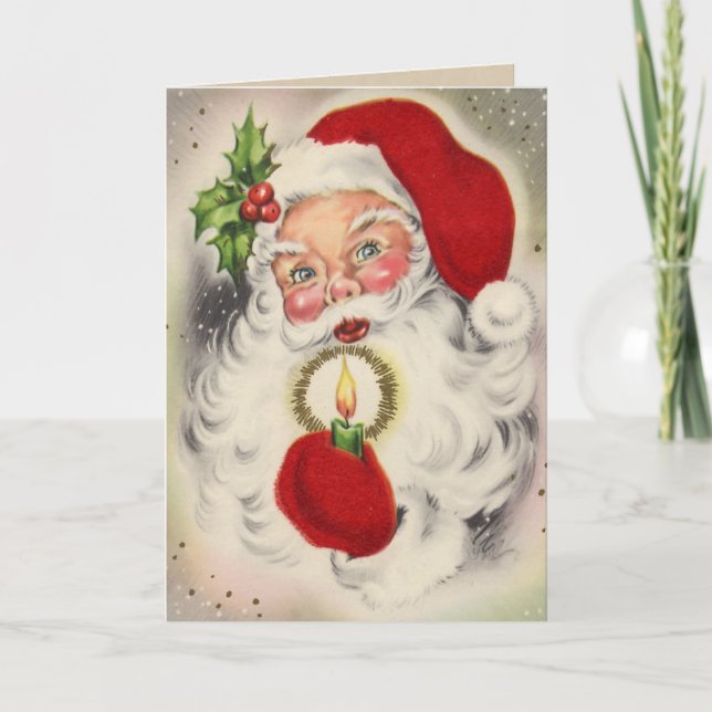 Tarjeta de Navidades Retro Santa (Anverso)