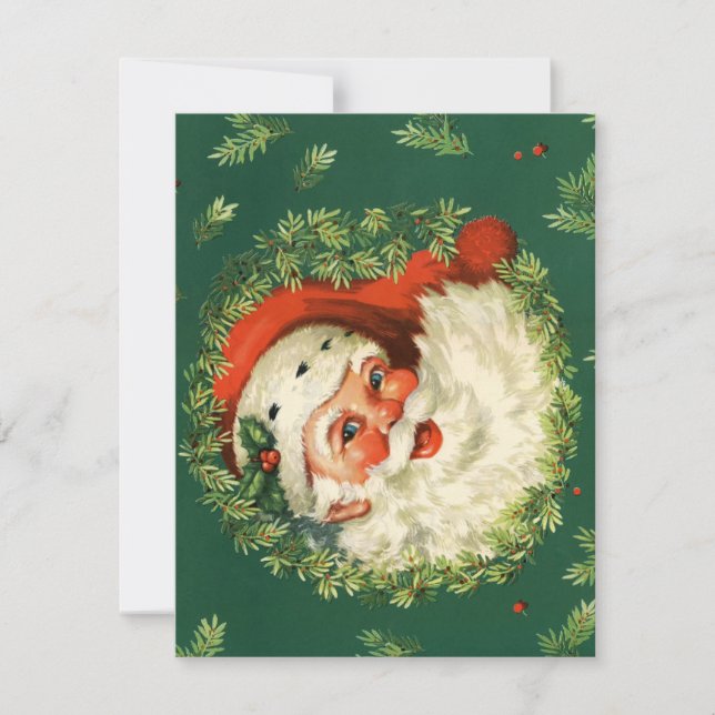 Tarjeta de Navidades Retro Santa (Anverso)