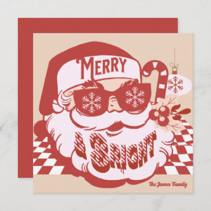 Tarjeta de Navidades Retro Santa Merry Bright Groo