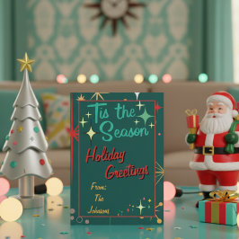 Tarjeta de Navidades Retro Vintage Colorous Stars
