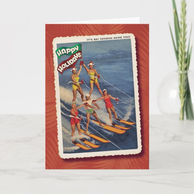 Tarjeta de Navidades Retro Waterskiers (Anverso)