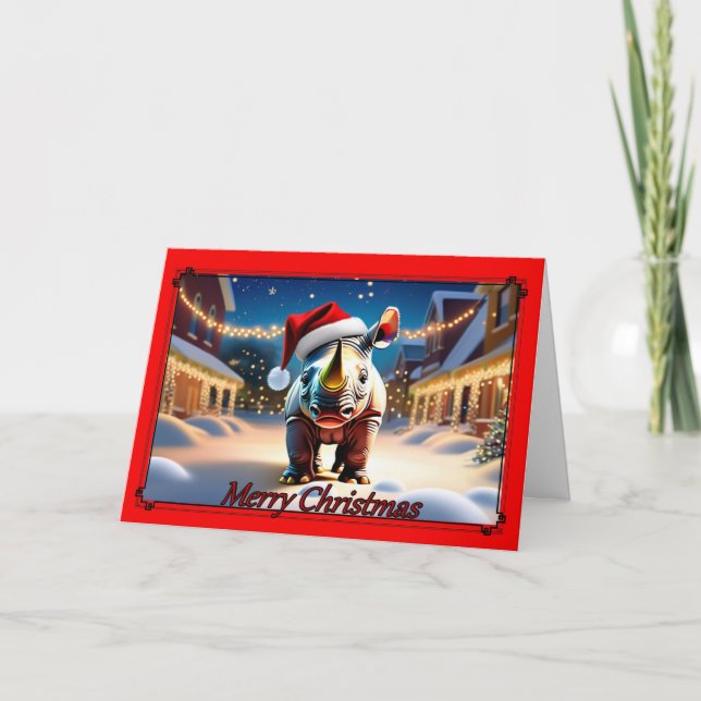 Tarjeta de Navidades rinocerontes (Anverso)
