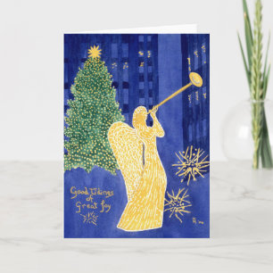 Tarjeta de Navidades Rockefeller Angel Blank
