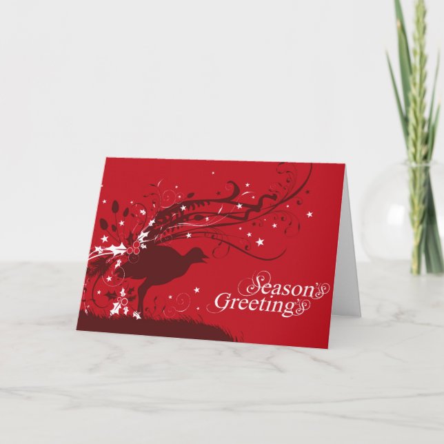 Tarjeta de Navidades rojos de lyrebird (Anverso)
