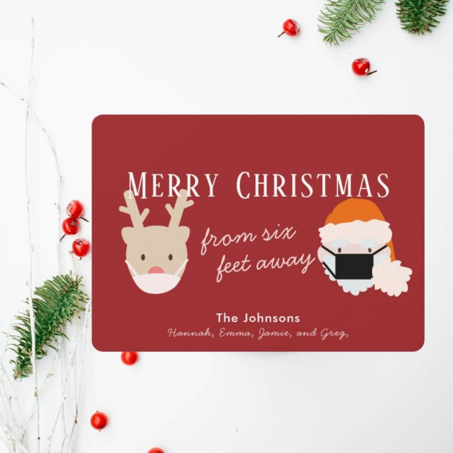 Tarjeta de Navidades rojos de máscara de reno y Sa (Subido por el creador)