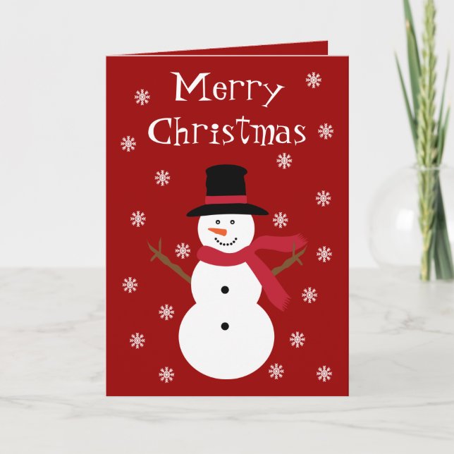 Tarjeta de Navidades rojos Festividad de Snowman y (Anverso)