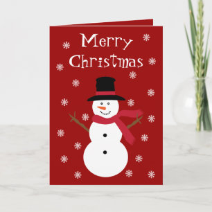 Tarjeta de Navidades rojos Festividad de Snowman y