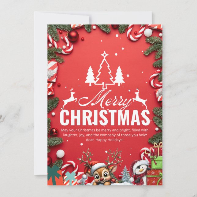 Tarjeta de Navidades rojos festivos con alegría de (Anverso)