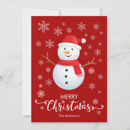 Tarjeta de Navidades rojos navideños para Snowman
