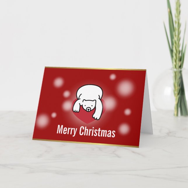 Tarjeta de Navidades rojos nevando el corazón del  (Anverso)