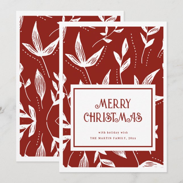 Tarjeta De Navidades Rojos Y Blancos De Patrón Vin (Anverso / Reverso)