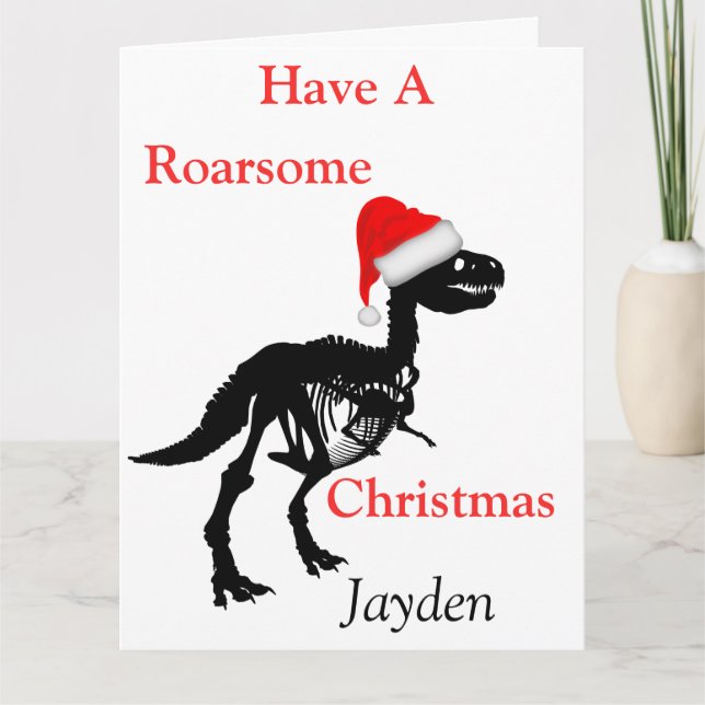 Tarjeta de Navidades románticos de dinosaurios per (Anverso)
