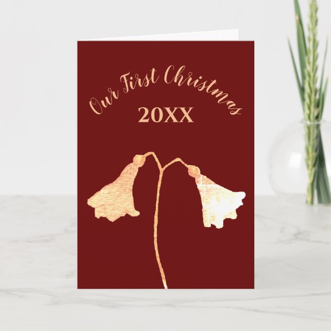 Tarjeta de Navidades románticos de la flor de oro  (Anverso)