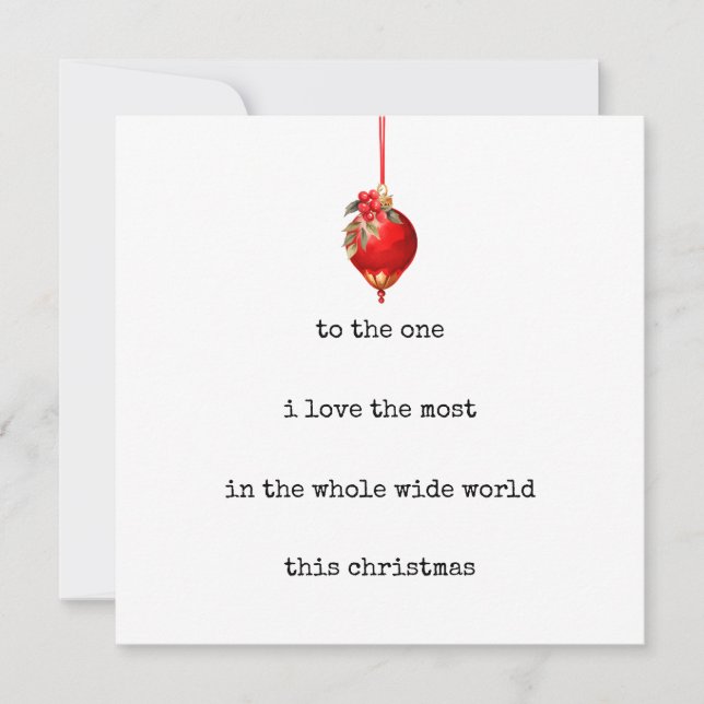 Tarjeta de Navidades románticos para él (Anverso)