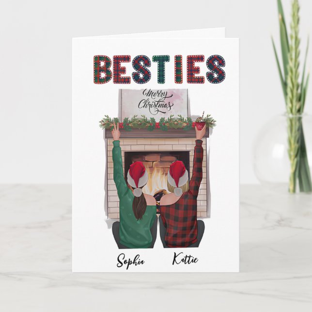 Tarjeta De Navidades Románticos Personalizados Par (Anverso)