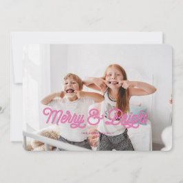 Tarjeta de Navidades Rosa Neon Merry y Bright