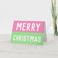 Tarjeta de Navidades rosa y verde