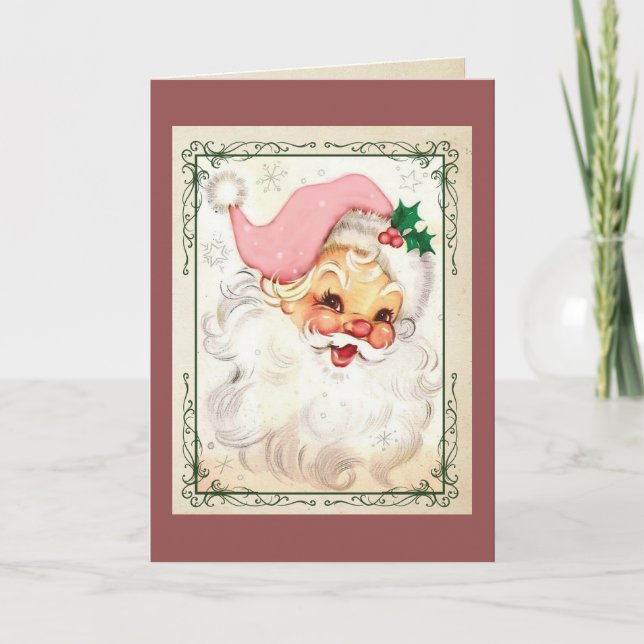 Tarjeta de Navidades Rosadas Kringle (Anverso)