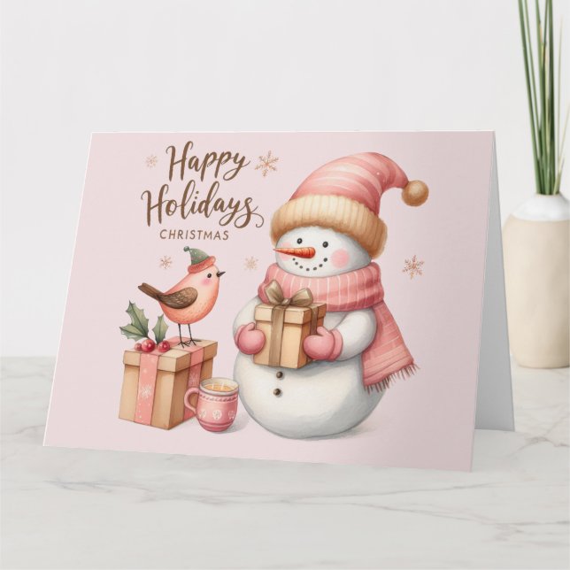 Tarjeta de Navidades rosados (Anverso)